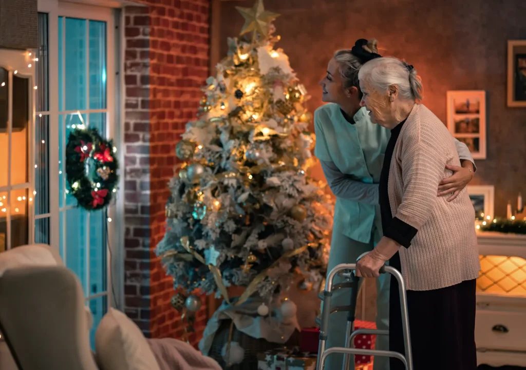 compassionate community living helps make Christmas brighter for grieving spouses at Notre dame Health Care.